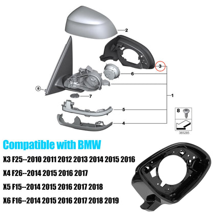BMW Side Mirror Housing Frame, Right Passenger Side, for X3 F25/X4 F26/X5 F15/X6 F16 (2010-2019) | Jaronx
