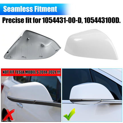 For Tesla Model X Mirror Cover Replacement 2016-2025, Right Passenger Side Clip-on Rear View Mirror Cover Cap for Tesla Model X Accessories 1054431-11-D (White) | Jaronx