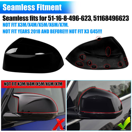 For BMW Mirror Cover Replacement X3 G01/X4 G02/X5 G05/X6 G06/X7 G07 | Left Driver Side Clip-on Rear View Mirror Cover Cap for BMW Accessories 51168496623 (Glossy Black)| Jaronx