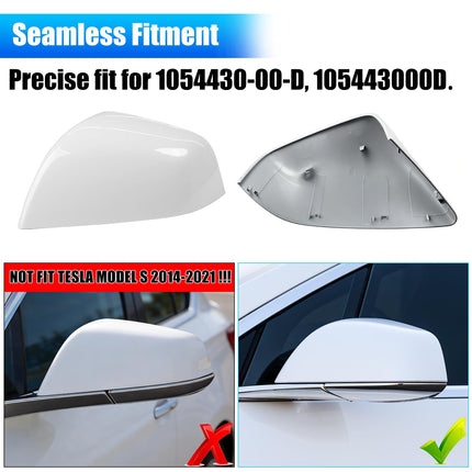 For Tesla Model X Mirror Cover Replacement 2016-2025, Left Driver Side Clip-on Rear View Mirror Cover Cap for Tesla Model X Accessories 1054430-11-D (White) | Jaronx