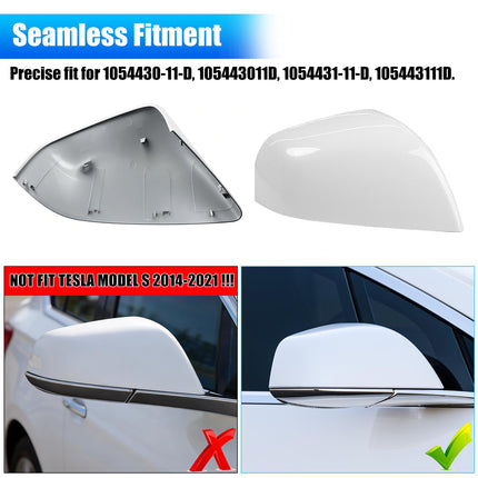 For Tesla Model X Mirror Cover Replacement 2016-2025, Left Driver&amp;Right Passenger Clip-on Side View Mirror Cover Cap for Tesla Model X Accessories 1054430-11-D 1054431-11-D(White)| Jaronx