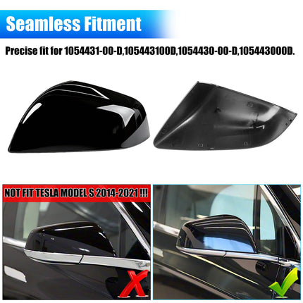 For Tesla Model X Mirror Cover Replacement 2016-2025, Left Driver&amp;Right Passenger Side View Clip-on Mirror Cover Cap for Tesla Model X Accessories 1054430-00-D 1054431-00-D(Black)| Jaronx