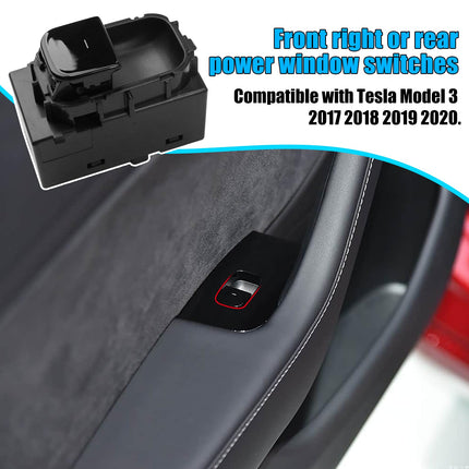 For Tesla Model 3 Window Switch 2017-2020, Front Right Passenger Side/Rear Door Power Window Control Switch Replace for 1081038-01-F, 1081038-01-E (Glossy Black)| Jaronx
