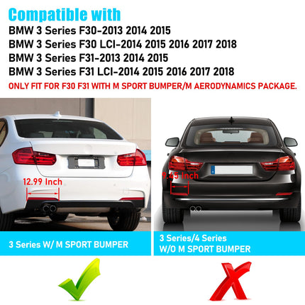 BMW Rear Bumper Reflector for 3 Series F30/F31 M Sport 2013-2018, Left & Right Red Marker Lights Lens Trim | Jaronx