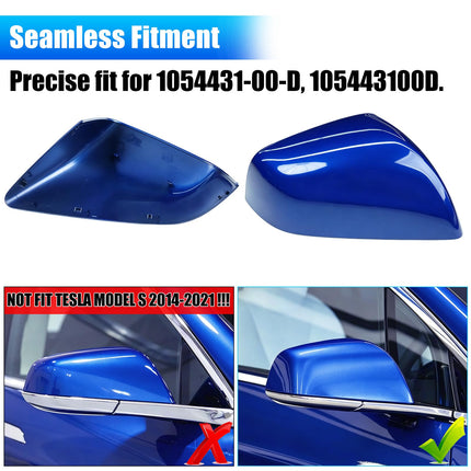 For Tesla Model X Mirror Cover Replacement 2016-2025 1054431-11-D,Right Passenger Side Clip-on Rear View Mirror Cover Cap for Tesla Model X Accessories 2016-2025(Blue)| Jaronx