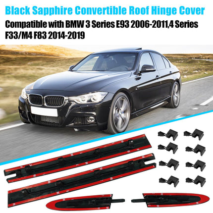 Black Sapphire BMW Roof Hinge Cover 4-Piece Set | E93/F33/F83 2006-2019