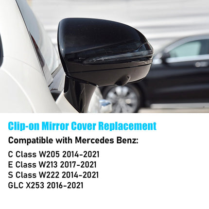 Mercedes Benz Mirror Cover for C Class W205/E Class W213/S Class W222/GLC X253,Glossy Black|Jaronx