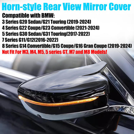 For Glossy Black BMW Mirror Caps – G20/G22/G30/G11/G14 Clip-On Horn Cover 2Pcs| Jaronx