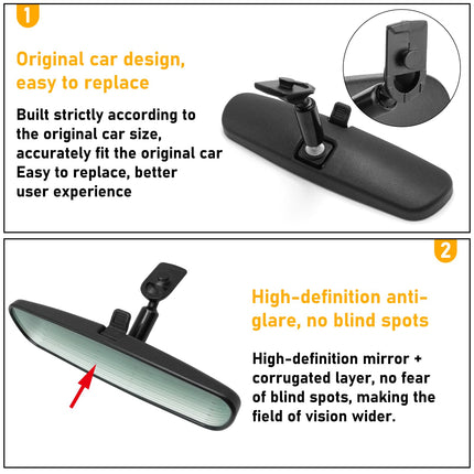 Honda Rearview Mirror for Accord (1998-2013), Civic (2006-2011), Odyssey (2000-2004), Pilot (2002-2008)| Jaronx