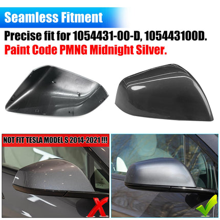 For Tesla Model X Mirror Cover Replacement 2016-2025, Right Passenger Side Clip-on Rear View Mirror Cover Cap for Tesla Model X Accessories 1054431-00-D (Midnight Silver)| Jaronx