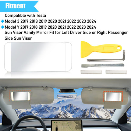 Tesla Sun Visor Mirror Glass Replacement for Model 3/Y (2017-2024) | Left/Right Side| Jaronx