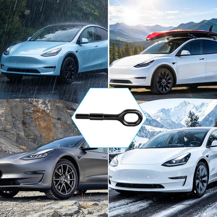 For Tesla Front Bumper Tow Hook Model 3 2017-2023/Model Y 2021-2024,Towing Eye Hook 1077570-00-D, 107757000D, 1PCS Front Bumper Trailer Puller Replacement for Tesla Model 3/Y| Jaronx
