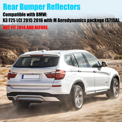 For BMW Rear Bumper Reflector for X3 F25 LCI 2015-2016, Left & Right Rear Bumper Red Marker Lights Lens Trim,Tail Reflector Light Replacement for BMW X3 63257352209 63257352210| Jaronx