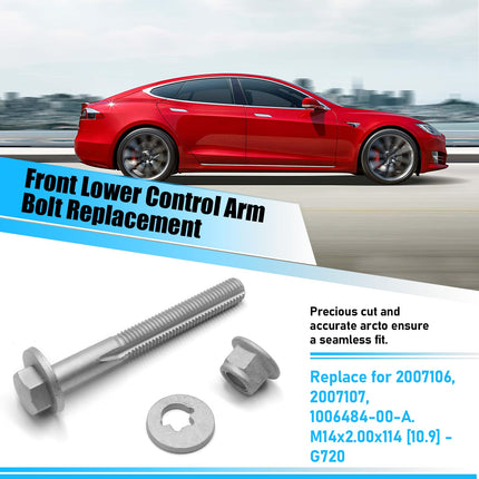 For Tesla Model S/X Front Lower Control Arm Bolt Replacement, M14x2.00x114 [10.9] - G720 2007106 Cam Suspension Bolt Assy for Tesla Model S 2012-2021, X 2016-2020 (2PCS)| Jaronx