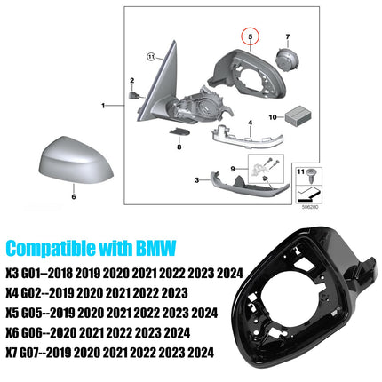 BMW Side Mirror Housing Frame for G01/G02/G05/G06/G07, Driver Side Mirror Cover Frame Trim | Jaronx