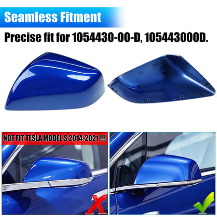 For Tesla Model X Mirror Cover Replacement 2016-2025 Left Driver,Clip-on Rear View Side Mirror Cover Cap for Tesla Model X Accessories 1054430-00-D(Blue)| Jaronx
