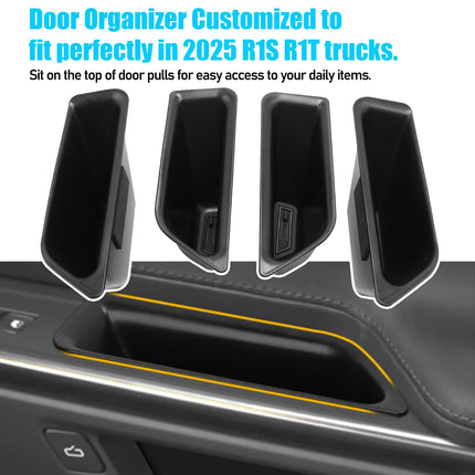 RIVIAN Door Organizer Tray for 2025 R1S/R1T | 4PCS Door Storage Box | Jaronx