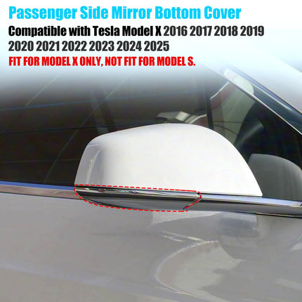 For Tesla Model X Side Mirror Bottom Cover 2016-2025, Right Passenger Side Chrome Rearview Mirror Lower Base Covers Replacement for Tesla Model X Accessories 2177.3006 | Jaronx