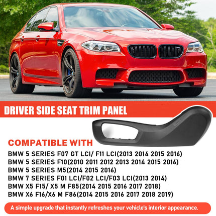 For BMW Seat Track Outer Panel Cover 5‘F10/F11, 7'F01,X5 F15,X6 F16,52107318975 Left Front Driver Seat Outer Side Track Cover Trim Panel Shield Replacement for BMW 520i 528i 535d 535i 550i 740i| Jaronx