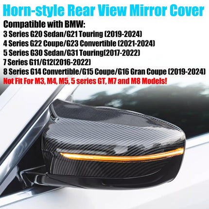 Carbon Fiber BMW Mirror Caps – G20/G22/G30/G11/G14 Clip-On Horn Covers 2Pcs| Jaronx