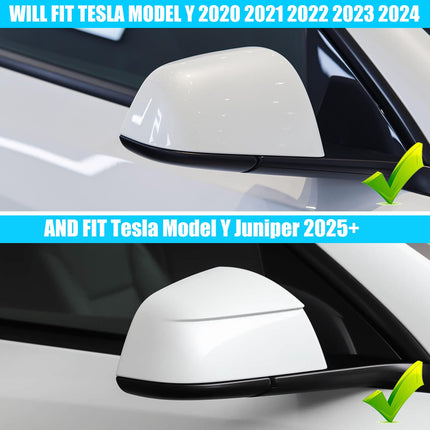 For Tesla Model Y Juniper Mirror Cover Replacement 2020-2026, Left Driver Right Passenger Side Clip-on Rear View Mirror Cover Cap for Tesla Model Y Juniper Accessories (Pearl White)| Jaronx