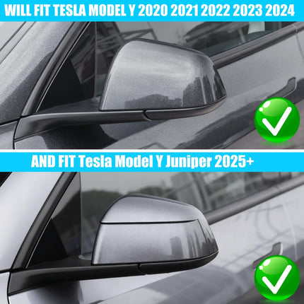 For Tesla Model Y Juniper Mirror Cover Replacement 2020-2026, Left Driver Right Passenger Side Clip-on Rear View Mirror Cover Cap for Tesla Model Y Juniper Accessories(Stealth Gray)| Jaronx