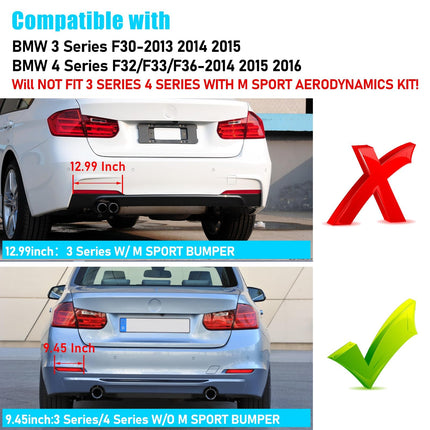 BMW Rear Bumper Reflector for 3' F30 2013-2015, 4' F32/F33/F36 2014-2016, Left & Right Rear Bumper Red Marker Lights Lens Trim, Tail Reflector Light Replacement for BMW| Jaronx