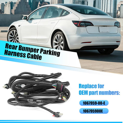 For Tesla Model 3 Rear Bumper Parking Sensor Wiring Harness，1067959-00-E, 106795900E Rear Park Assist Sensor Wiring Harness Replacement for Tesla Model 3 2017-2023| Jaronx