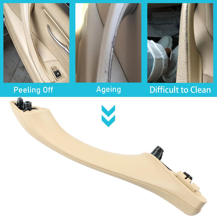 BMW 5 Series F10/F11 2010-2016 Right Interior Door Handle (Leather, Beige) | Jaronx