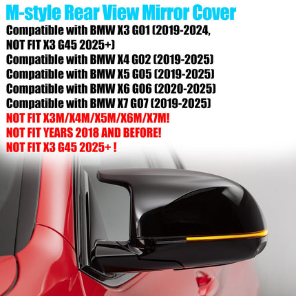 BMW M-Style Mirror Caps Gloss Black | X3 G01/X4 G02/X5 G05/X6 G06/X7 G07 2019-24 – Jaronx