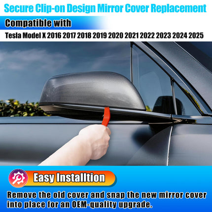 For Tesla Model X Mirror Cover Replacement 2016-2025, Right Passenger Side Clip-on Rear View Mirror Cover Cap for Tesla Model X Accessories 1054431-00-D (Midnight Silver)| Jaronx