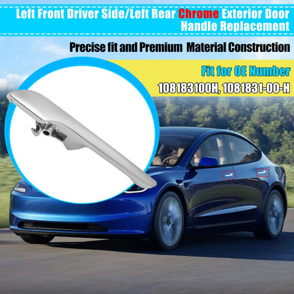 For Tesla Door Handle Replacement for Model 3 2017-2021, Left Front Driver Side/Left Rear Chrome Exterior Door Handle Replacement for Tesla Model 3 1081831-00-H| Jaronx
