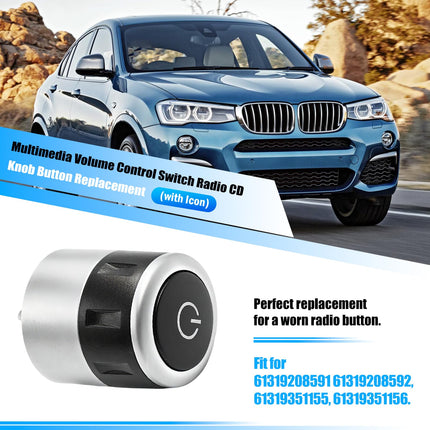 For BMW Radio Volume Knob Button X3 F25 2010-2016/X4 F26 2014-2017,Multimedia Volume Control Switch Radio CD Knob Button Replacement with Icon for BMW X3 F25/X4 F26 61319208591 61319208592| Jaronx