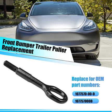 For Tesla Front Bumper Tow Hook Model 3 2017-2023/Model Y 2021-2024,Towing Eye Hook 1077570-00-D, 107757000D, 1PCS Front Bumper Trailer Puller Replacement for Tesla Model 3/Y| Jaronx