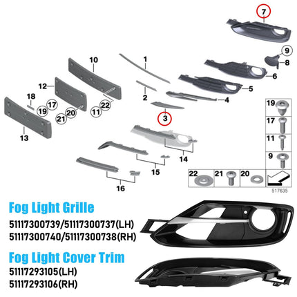 For BMW F30 F31 Sport Line Fog Light Cover 2013-15 – OEM 51117300739/37 LH&RH| Jaronx