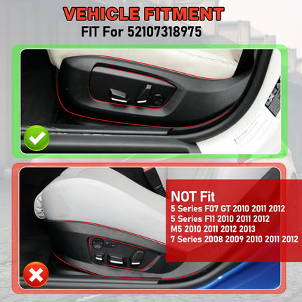 For BMW Seat Track Outer Panel Cover 5‘F10/F11, 7'F01,X5 F15,X6 F16,52107318975 Left Front Driver Seat Outer Side Track Cover Trim Panel Shield Replacement for BMW 520i 528i 535d 535i 550i 740i| Jaronx
