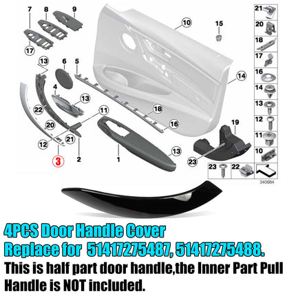 For BMW F30/F31/F36 4PCS Door Handle Cover 2013-18 Gloss Black| Jaronx