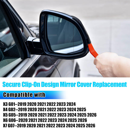 For BMW Mirror Cover Replacement X3 G01/X4 G02/X5 G05/X6 G06/X7 G07 | Right Passenger Side Clip-on Rear View Mirror Cover Cap for BMW Accessories 51168496624 (Glossy Black)| Jaronx