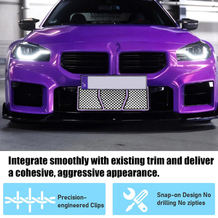 | BMW M2 G87 Front Bumper Grille Guard 2023-2025 | 3PC Glossy Black Mesh Kit