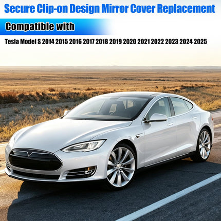 For Tesla Model S Mirror Cover Replacement 2014-2025,Left Driver Side Clip-on Rear View Mirror Cover Cap for Tesla Model S Accessories 1010102-00-A (White,NOT FIT MODEL X)| Jaronx