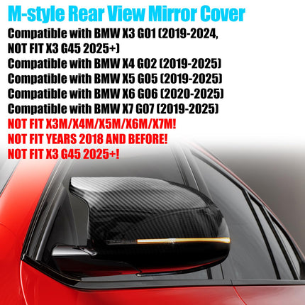 BMW M-Style Carbon-Look Mirror Caps | X3 G01/X4 G02/X5 G05/X6 G06/X7 G07 19-24 – Jaronx
