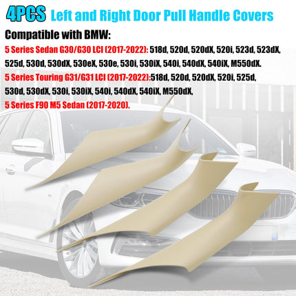 For BMW 5 Series G30 G31 Door Handle Covers 2017-2022 4PCS Beige,Interior Door Pull Handle Covers Compatible with BMW G30/G31/F90 M5 518d,520d,520i,525d,530d,530e,530i,540dX,540i,M550dX| Jaronx