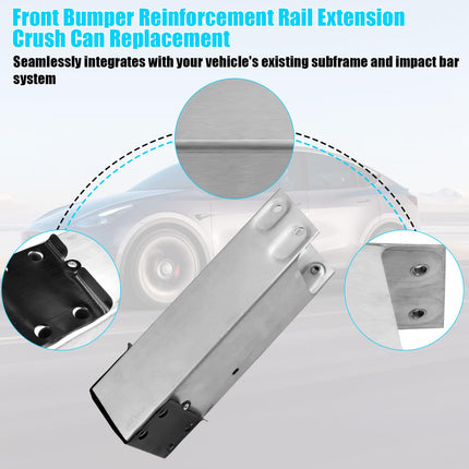 For Tesla Reinforcement Rail Extension Bracket Crush Can Replacement | For Model Y 148746200A 148746100A, Left and Right Front Bumper Subframe Crush Can for Model Y 2020-2023| Jaronx
