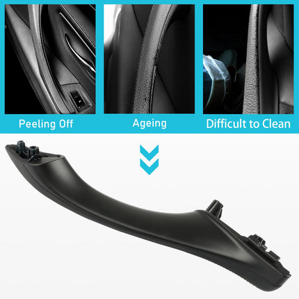 BMW 5 Series F10/F11 2010-2016 Right Interior Door Handle (Leather, Black) | Jaronx