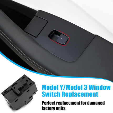 For Tesla Window Switch Model 3 2021-2024/ Model Y 2020-2024, Front Right Passenger Side/Rear Door Power Window Control Switch Replace for 1081038-02-F, 1081038-02-E (Matte Black)| Jaronx