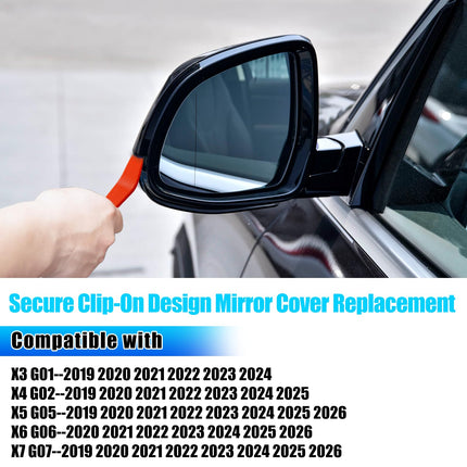 For BMW Mirror Cover Replacement X3 G01/X4 G02/X5 G05/X6 G06/X7 G07 | Left Driver Side Clip-on Rear View Mirror Cover Cap for BMW Accessories 51168496623 (Glossy Black)| Jaronx