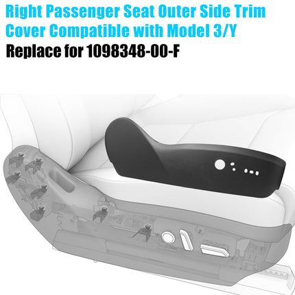 For Tesla Seat Control Panel Trim Model 3/Y 2017-2023 1098348-00-F | Right Front Passenger Seat Outer Side Cover Trim Panel Shield Replacement for Tesla Model 3/Y Accessories| Jaronx