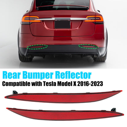 Tesla Model X Rear Bumper Reflector 2016-2023, Left & Right Rear Bumper Tail Reflector, Red Marker Lights Lens Trim for Tesla Model X Accessories 1034343-00-C, 1034342-00-C| Jaronx