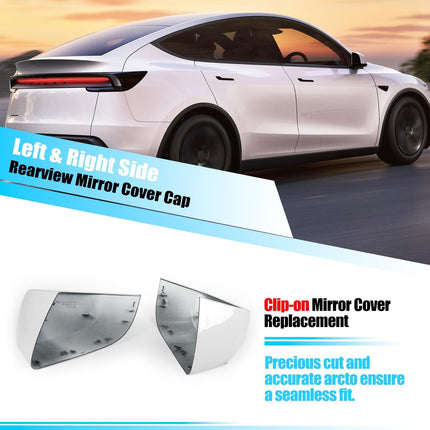 For Tesla Model Y Juniper Mirror Cover Replacement 2020-2026, Left Driver Right Passenger Side Clip-on Rear View Mirror Cover Cap for Tesla Model Y Juniper Accessories (Pearl White)| Jaronx