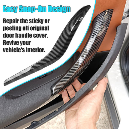 For BMW X1 Door Handle Cover Replacement for X1 E84 2008-2015, 4PCS Driver & Passenger Side Interior Door Grab Handle Trim Cover (Carbon Fiber Pattern)| Jaronx